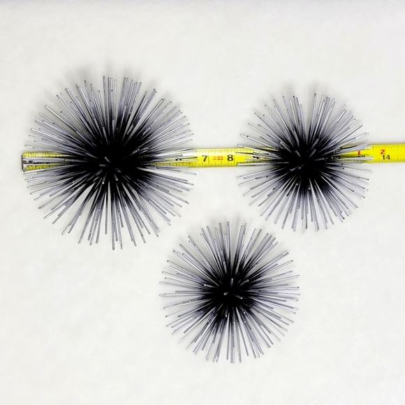 MCM Retro Antiqued Silver Starburst Metal Wall Sculpture Art (set of 3) - Picture 7 of 7